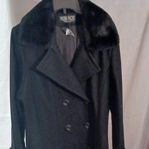 Russell Scott wool jacket with faux fur collar and cuffs